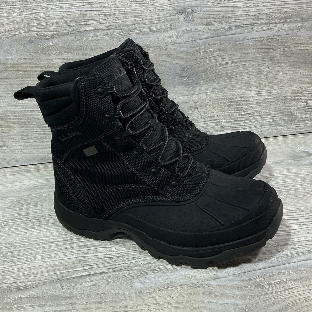 LL Bean Storm Chaser Boots Mens 9 M Black TEK 2.5 Waterproof Primaloft 507165
